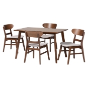 Baxton Studio Fremont Wood 5-Piece Dining Set - Mid-Century Modern Table with Matching Chairs for Dining Room or Kitchen